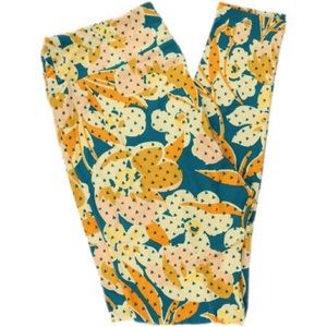 LuLaRoe Blue & Tan Floral Leggings